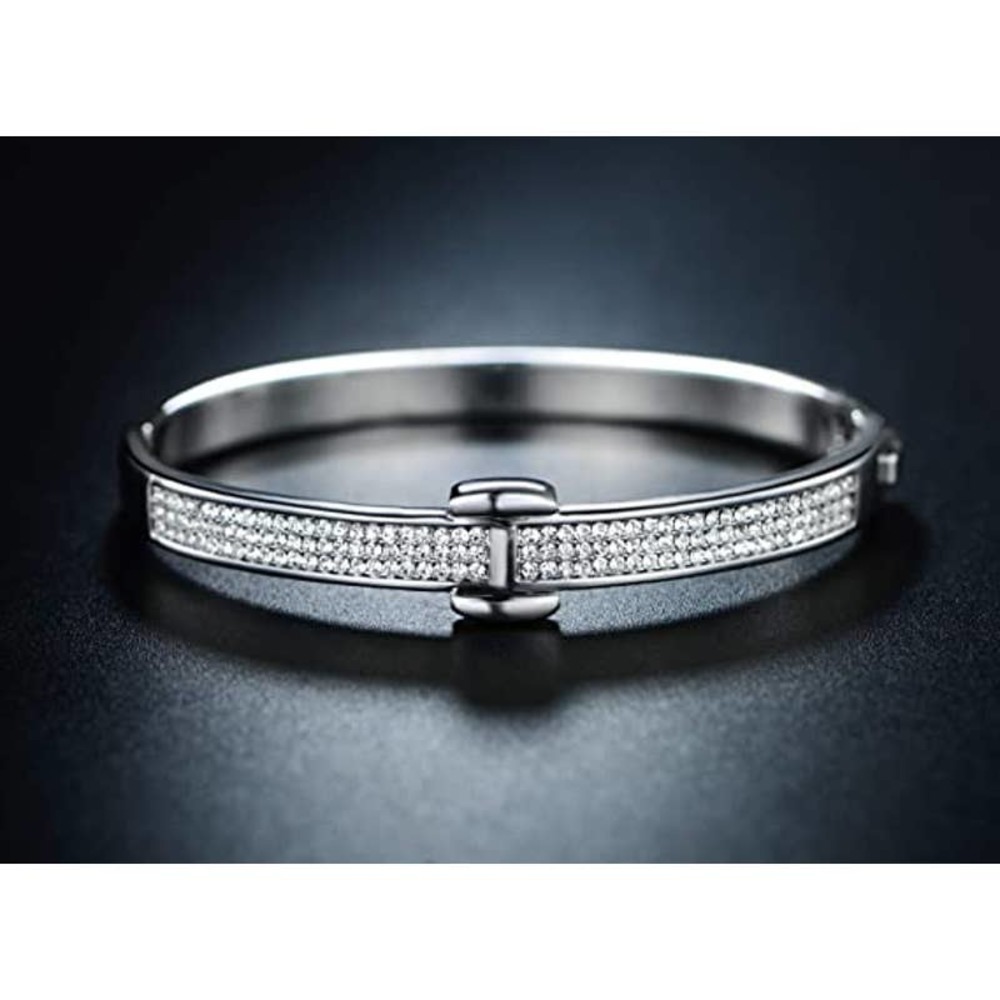 18K Gold Plated Crystal Belt Bangle White Gold Swarovski Crystal Belt Bangle $$$